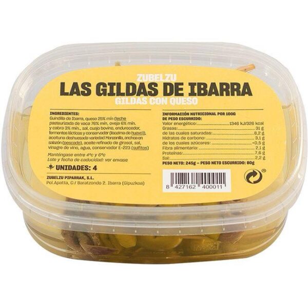 Gildas De Ibarra Con Queso ZUBELZU 4 Unidades 245g